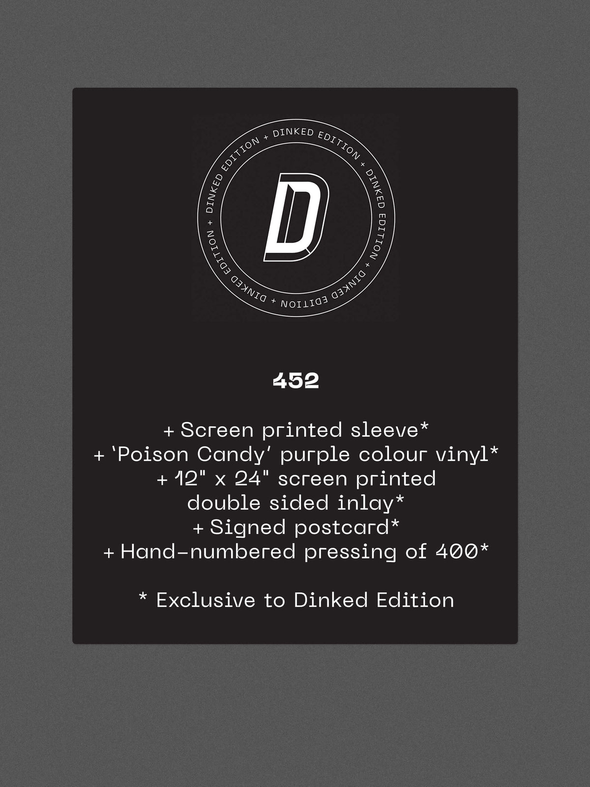 PULLED APART BY HORSES, Dopamine Hits - Dinked Edition (Damage Limited Records; DL001LPX, UK 2027, Screen Printed Sleeve, Signed Postcard, Dinked Edition No.452, 'Poison Candy' Purple Vinyl, LP NEW/NEW - PRE-ORDER