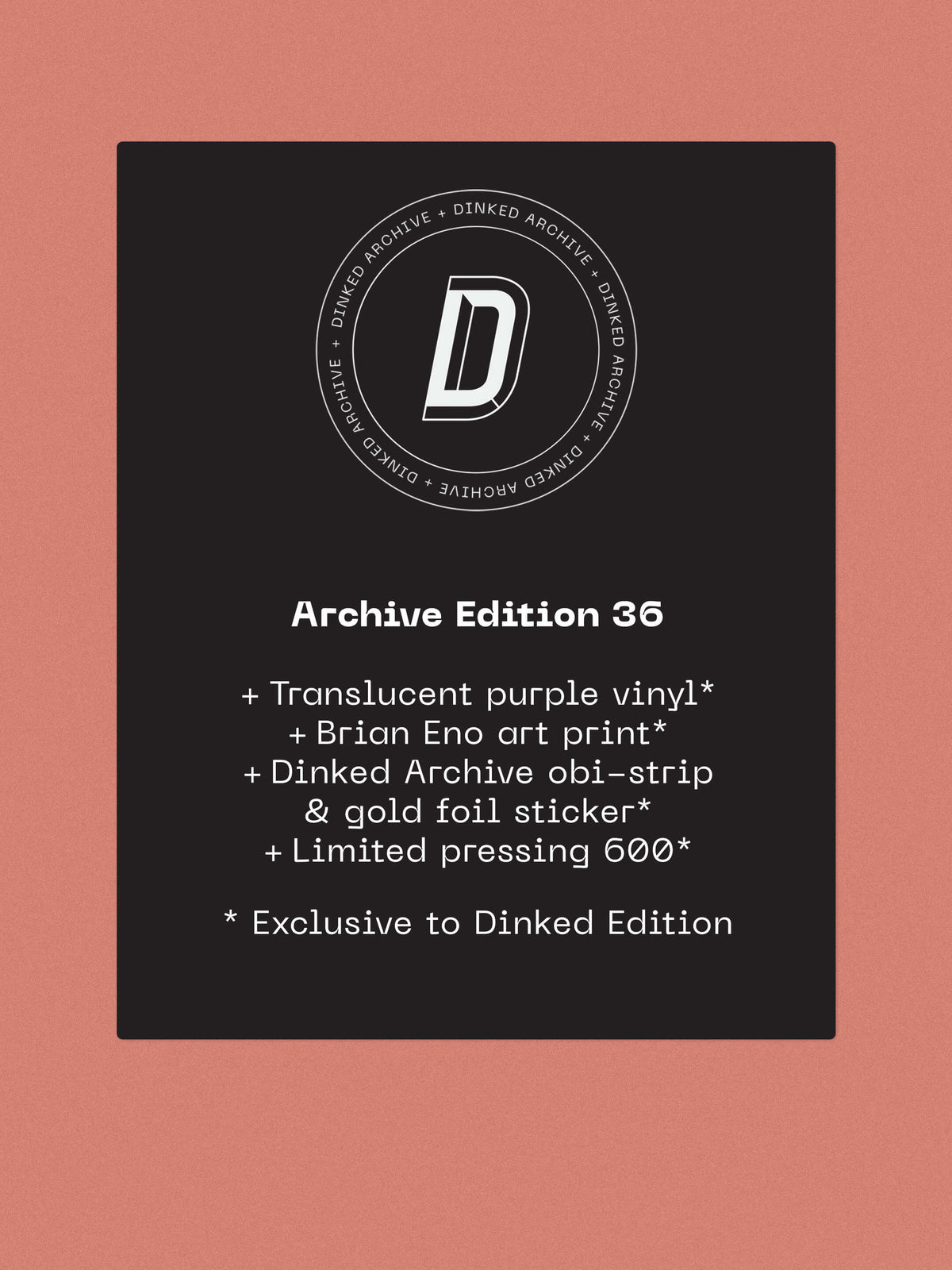 BRIAN ENO, Another Day On Earth - Dinked Edition (Opal Records; OPALLP010D, UK 2026 Reissue, Dinked Archive Edition No. 36, Limited Edition Pressing of 600, Translucent Purple Vinyl, Brian E LP NEW/NEW - PRE-ORDER
