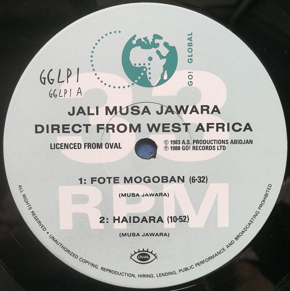Image of Label Cover of LP - VG/VG+ - JALI MUSA JAWARA, Direct From West Africa (Go! Records; GGLP1, UK 1988 Reissue), Burst top seam., - 4216412C