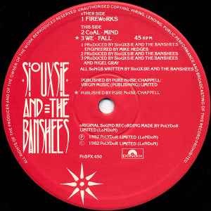 Image of Label Cover of 12" - VG+/VG - SIOUXSIE AND THE BANSHEES, Fireworks (Polydor; POSPX 450, UK 1982, Picture Sleeve), Strong VG - a few hairlines, - 3346297S