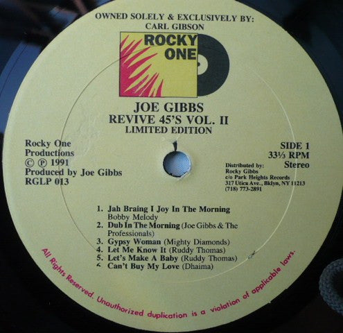 Image of Label Cover of LP - EX/VG - VARIOUS ARTISTS, Joe Gibbs Revive 45's Vol. 2 (Rocky One; RGLP 013, US 1991, Limited Edition / Stereo), Light scuffs, plays EX. Sleeve in shrink., - 2816227C
