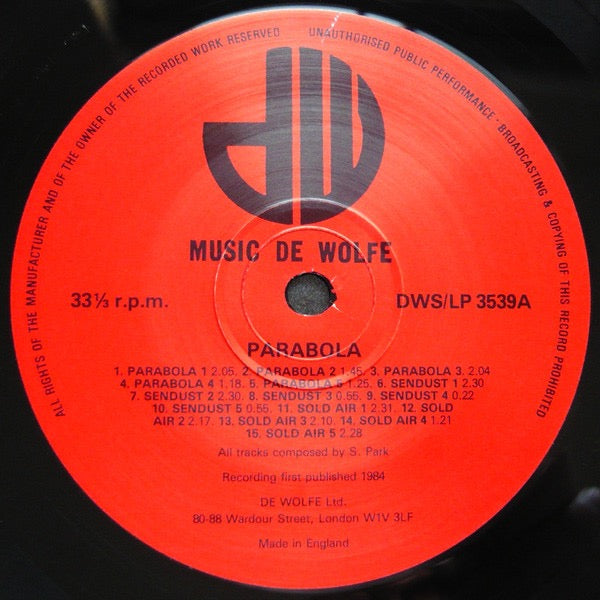 Image of Label Cover of LP - VG/VG+ - SIMON PARK, Parabola (Music De Wolfe; DWS/LP 3539, UK 1984), Edge and Ring Wear, - 3946090S