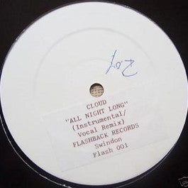 Image of Front Cover of 12" - /VG - CLOUD, All Night Long (Flashback; FLASH001, UK 1980), plain white label (no sticker). light marks only - strong VG. pen on label, - 4246035S