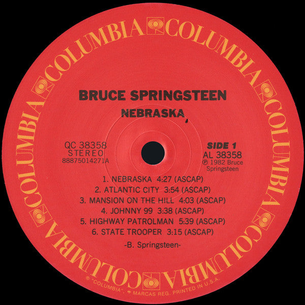Image of Label Cover of LP - NEW/NEW - BRUCE SPRINGSTEEN, Nebraska (Columbia; 88875014271, US 2015 Reissue, Inner, 180 Gram Vinyl), , - 3556227S
