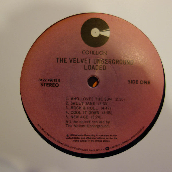 Image of Label Cover of LP - NEW/NEW - THE VELVET UNDERGROUND, Loaded (Atlantic; 8122-79613-5, Europe 2015 Reissue, Stereo), , Loaded was a fitting end for the mighty Velvet Underground. Lou Reed had penned an album seemingly loaded with hits, but by now, four lps into the Velvets' career, a sad few record buyers appreciated the band. After recording the album, Reed called it quits and crawled to his parents' home in the suburbs the ultimate anti-rock statement. Resignation permeates the album. Reed's voice