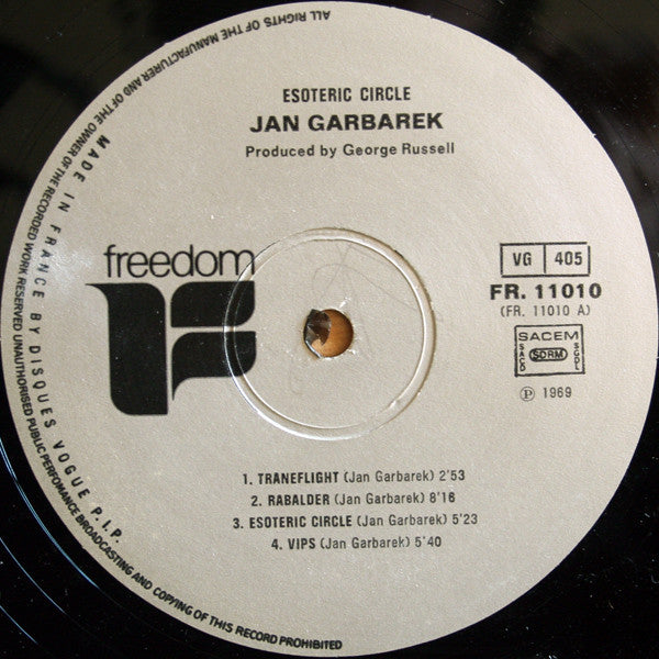Image of Label Cover of 4925048E: LP - GEORGE RUSSELL PRESENTS JAN GARBAREK WITH TERJE RYPDAL, Esoteric Circle (ECM; FLP.41031, France 1976 Reissue) VG/VG+