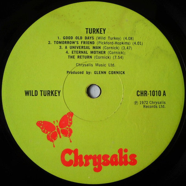 Image of Label Cover of 3915352C: LP - WILD TURKEY, Turkey (Chrysalis; CHR-1010, UK 1972, Gatefold) Strong VG VG/VG