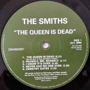 Image of Label Cover of LP - NEW/NEW - THE SMITHS, The Queen Is Dead (Warner Music UK Ltd; 0825646658879, UK 2012 Reissue, Gatefold, Inner), , 'The Queen is Dead' is the Smiths' great leap forward, taking the band to new musical and lyrical heights. Opening with the storming track, the album is harder rocking record than anything the band had attempted before. Johnny Marr has created here a wide range of guitar styles that provide a musical bed for Morrissey's best set of lyrics. from which is crafted some