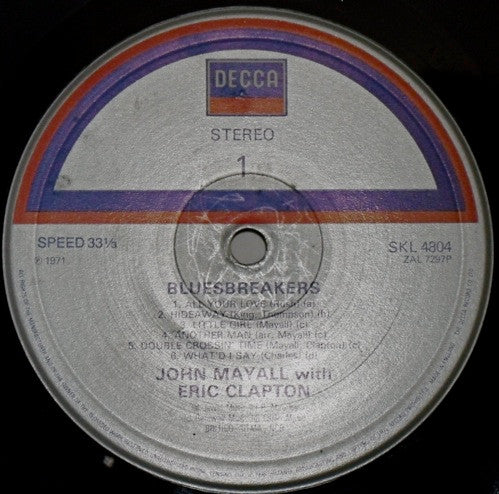 Image of Label Cover of LP - VG+/VG+ - JOHN MAYALL WITH ERIC CLAPTON, Blues Breakers (Decca Silver; SKL4804, UK 1980s Reissue, Stereo), Clean copy, - 1516102C