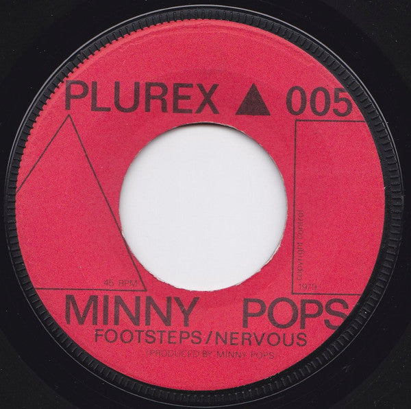 Image of Label Cover of 7" - VG/VG - MINNY POPS, Footsteps (Plurex (Red Label); PLUREX 005, Netherlands 1979, Picture Sleeve), Strong VG, - 4126525E