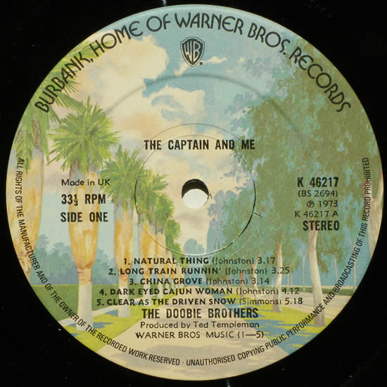 Image of Label Cover of LP - VG/VG+ - THE DOOBIE BROTHERS, The Captain And Me (WB Burbank Without W Logo In Rim Text; K 46217, UK 1973, Gatefold), , - 3216405C