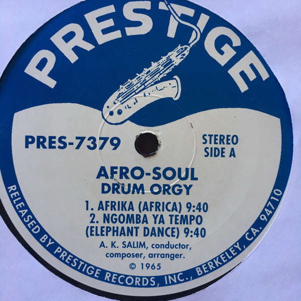 Image of Label Cover of LP - VG+/VG - A.K. SALIM, Afro-Soul/Drum Orgy (Prestige ; PRLP 7379, US 2000s Reissue), , - 3616200C