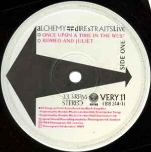 Image of Label Cover of 2xLP - VG/VG - DIRE STRAITS, Alchemy - Dire Straits Live (Vertigo; VERY 11, UK 1984, Gatefold, 2 Black Inners, "SOUND CLINIC" Runout), Strong VG, - 2826377E