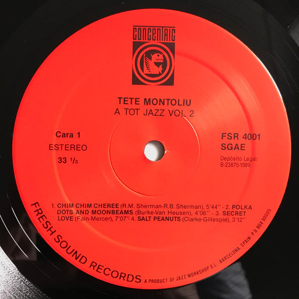 Image of Label Cover of LP - VG/VG+ - TETE MONTOLIU TRIO, A Tot Jazz / 2 (Concentric / Fresh Sound Records; FSR-4001, Spain 1989 Reissue), , - 2026137E
