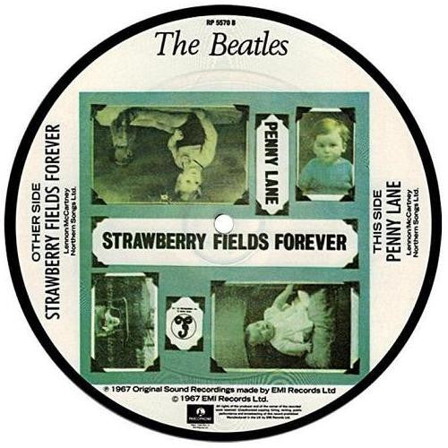 Image of Back Cover of 7" - /VG+ - THE BEATLES, Strawberry Fields Forever / Penny Lane (Parlophone; RP 5570, UK 1987, Picture Disc), , - 4156058S
