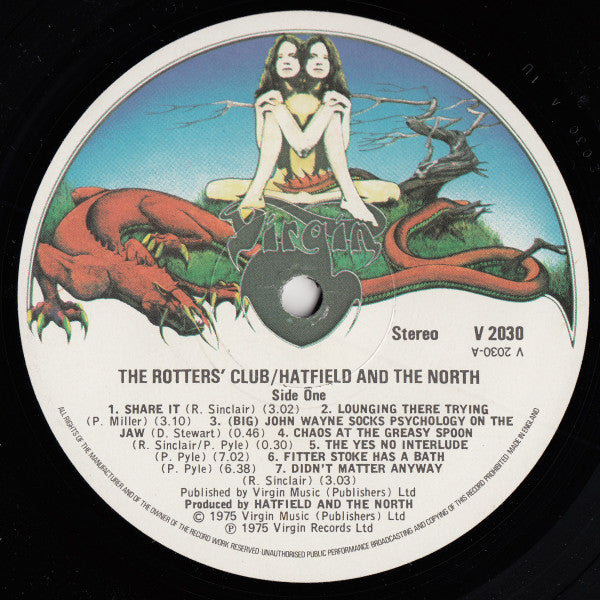 Image of Label Cover of LP - VG/VG - HATFIELD AND THE NORTH, The Rotters' Club (Virgin Coloured Drawing; V2030, UK 1975, 1st Pressing A-1U B-1U), Light marks., - 2816219C