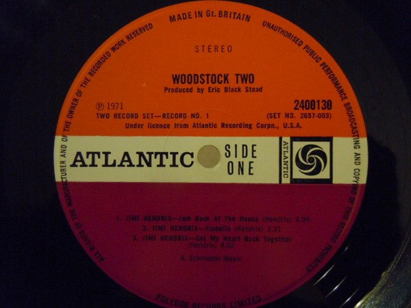 Image of Label Cover of 4545167S: 2xLP - VARIOUS ARTISTS, Woodstock Two (Atlantic Plum And Orange; 2657003, UK 1971, Triple Gatefold) VG+/VG+