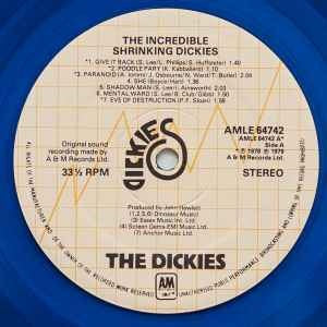 Image of Label Cover of 4725268E: LP - DICKIES, The Incredible Shrinking Dickies (A&M Records; AMLE 64742, UK 1979, Blue Transparent Vinyl) Price and hype sticker on sleeve. VG/G+