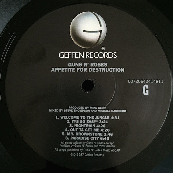 Image of Label Cover of LP - NEW/NEW - GUNS N' ROSES, Appetite For Destruction (Geffen Records; 4241481, Europe 2015 Reissue, Inner), , "Appetite for Destruction" was a turning point for hard rock in the late '80s - it was a dirty, dangerous, and mean record in a time when heavy metal meant nothing but a good time. On the surface, Guns N' Roses may appear to celebrate the same things as their peers - namely, sex, liquor, drugs, and rock & roll - but there is a nasty edge to their songs, since Axl Rose doesn