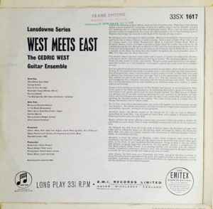 Image of Back Cover of LP - G/VG - THE CEDRIC WEST GUITAR ENSEMBLE, West Meets East (Columbia; 33SX 1617, UK 1964, Laminated Pasteback Sleeve), Sleeve is tatty - torn and creased with edgewear. Record has a few light hairlines. , - 1926104E