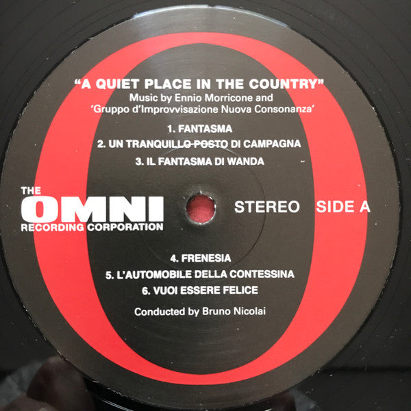 Image of Label Cover of LP - VG+/VG+ - ENNIO MORRICONE AND GRUPO D'IMPROVVISAZIONE NUOVA CONSONANZA, A Quiet Place In The Country OST (The Roundtable / Omni Recording Corporation; ROMA101L, Australia 2014 Reissue, Gatefold, Inner, 180 Gram Vinyl, With Obi), Strong VG+, Corner Bump, - 1826500E