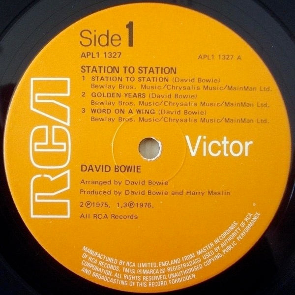 Image of Label Cover of LP - VG/VG+ - DAVID BOWIE, Station to Station (RCA Victor Orange; APL1-1327, UK 1976, NO Insert, No "Stereo" on Labels), Light Ring Wear, - 4446197S