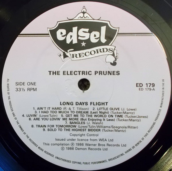 Image of Label Cover of LP - VG+/VG+ - THE ELECTRIC PRUNES, Long Day's Flight (Edsel; ED179, UK 1986), , - 2526322E