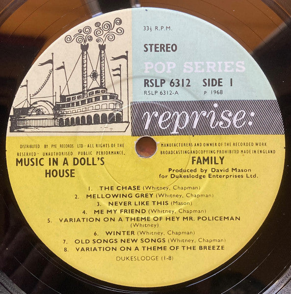 Image of Label Cover of LP - VG/VG - FAMILY, Music in a Doll's House (Reprise Tricolour Labels; 6312, UK 1968, Laminated Flipback Sleeve With RSLP Sticker On Rear, No Insert, Stereo), Strong VG Throughout, No Insert, - 3716208C