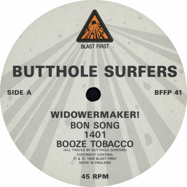 Image of Label Cover of 10" EP - VG+/VG - BUTTHOLE SURFERS, Widowermaker (Blast First; BFFP41, UK 1989, Insert), , - 4226191E