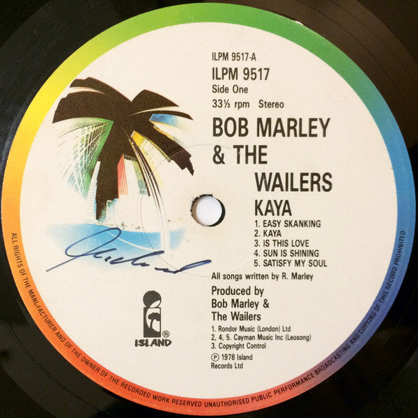 Image of Label Cover of LP - VG+/VG - BOB MARLEY AND THE WAILERS, Kaya (Island Records; ILPM 9517, UK 1987 Reissue, Inner), , - 3316380C