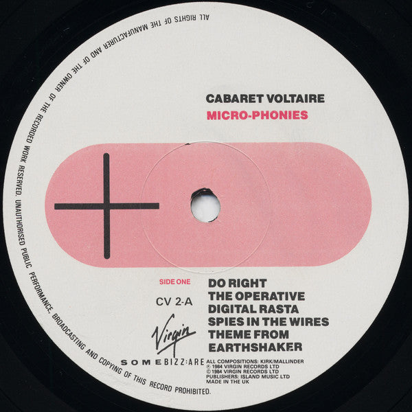 Image of Label Cover of LP - VG/VG - CABARET VOLTAIRE, Micro-phonies (Some Bizzare; CV2, UK 1983, Inner), Hoe Punched In Front Sleeve, - 2826072E