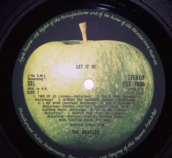 Image of Label Cover of LP - G+/G - THE BEATLES, Let It Be (Apple; PCS7096, UK 1970 Reissue, Green Apple Logo on Rear Sleeve, Fully Laminated, Pinched Spine, Repress. Matrix -3U, -3U), Sleeve is heavily creased. , - 4316778C
