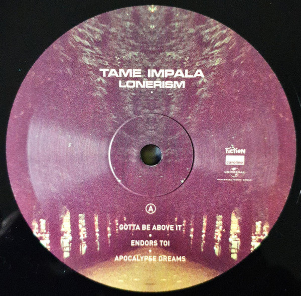 Image of Label Cover of 2xLP - NEW/NEW - TAME IMPALA, Lonerism (FICTION; 3795300, UK 2012, Gatefold), , Second studio album from Australian indie band Tame Impala. This album sees the group utilising modern production techniques to push the envelope and create a masterfully fluid experimental psychedelic indie album that harks back to the 60's and 70's without veering off into pastiche. Itincludes elements of contemporary electronica as a branch to explore themes of isolation and empowerment. - 2436234E