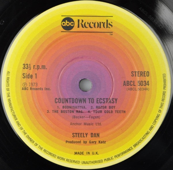 Image of Label Cover of LP - VG/VG - STEELY DAN, Countdown To Ecstasy (ABC Orange Circles; ABCL 5034, UK 1970s Reissue, Aston Clinton pressing), , - 3126004E