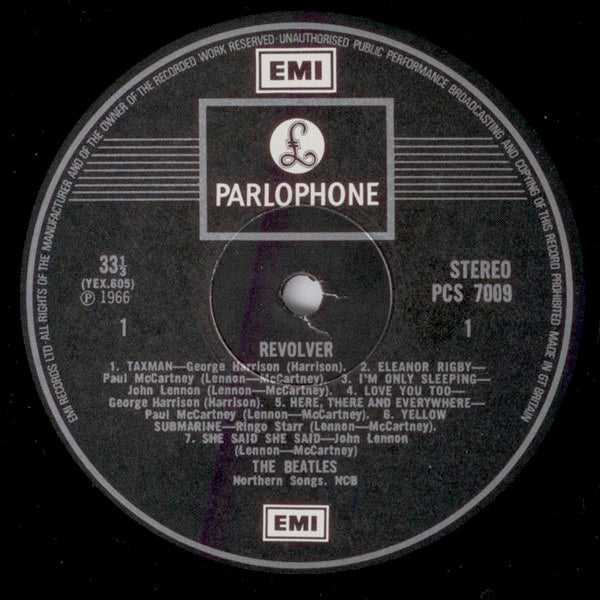 Image of Label Cover of LP - VG/VG - THE BEATLES, Revolver (Parlophone Silver/Black - 2 EMI Boxes; PCS 7009, UK 1977 Reissue, Laminated Front Sleeve), A few light hairlines. Ringwear. , - 3626023E
