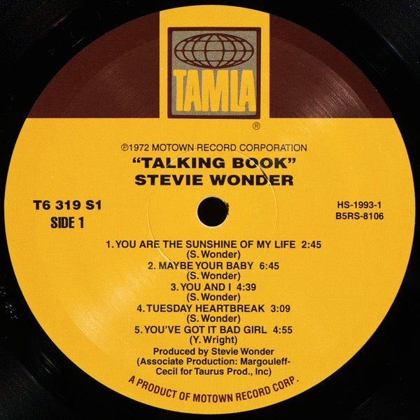 Image of Label Cover of LP - VG+/VG+ - STEVIE WONDER, Talking Book (Tamla; T6-319S1, Tamla � T6 319 S1, US 2006 Reissue, Gatefold), , - 3726301E