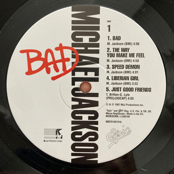 Image of Label Cover of LP - NEW/NEW - MICHAEL JACKSON, Bad (Epic; 88875143741, Europe 2022 Reissue, Gatefold, Inner), , Originally released in 1987 "Bad" was the third epic album from Michael Jackson which followed 1979's "Off the Wall" and 1982's "Thriller". Moving away from soul and expanding his sound to incorporate rock and dance elements, Bad managed to spawn five top ten hits including the title track alongside "Dirty Diana", "The Way You Make Me Feel", "Smooth Criminal" and his third solo number one