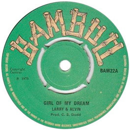 Image of Front Cover of 7" - /G+ - THE SOUL TWINS / SOUND DIMENSION, Girl Of My Dream / Give It Away (Bamboo; BAM 22, UK 1970, 4-Prong Centre), Covered in light marks, plays VG. No centre piece, label damage., - 0626194E