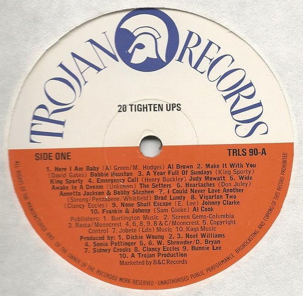 Image of Label Cover of LP - VG/G+ - VARIOUS ARTISTS, 20 Tighten Ups (Trojan Records ; TRLS 90, UK 1974, Laminated Sleeve), , - 2546072S
