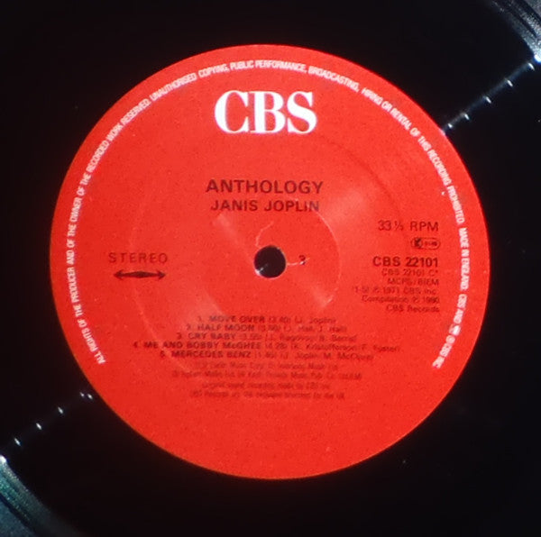 Image of Label Cover of 2xLP - VG/VG+ - JANIS JOPLIN, Anthology (CBS Red Labels; 22101, UK 1980s Reissue, Gatefold), Large "Nice Price" sticker on sleeve., - 2716179C