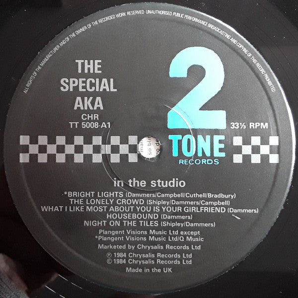 Image of Label Cover of LP - G+/VG - THE SPECIAL AKA, In The Studio (Two-Tone Records; CHR TT 5008, UK 1984, Inner), Sleeve has a patch at the bottom front where the main image is torn off - perhaps from water damage.Light hairlines., - 2226043E