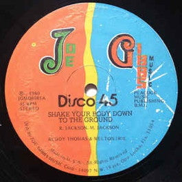 Image of Front Cover of 12" - VG/G+ - RUDDY THOMAS AND WELTON IRIE, Shake Your Body Down To The Ground (Joe Gibbs; JGMD8085, Jamaica 1980), Vinyl shows superficial scuffs & slight warp on the ridge. Both issues does not affect play., - 4026394E