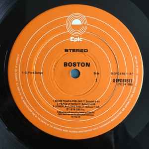 Image of Label Cover of 4625328E: LP - BOSTON, Boston (Epic Orange; S EPC 81611, UK 1976) Promo Sticker on Rear Sleeve VG/VG+