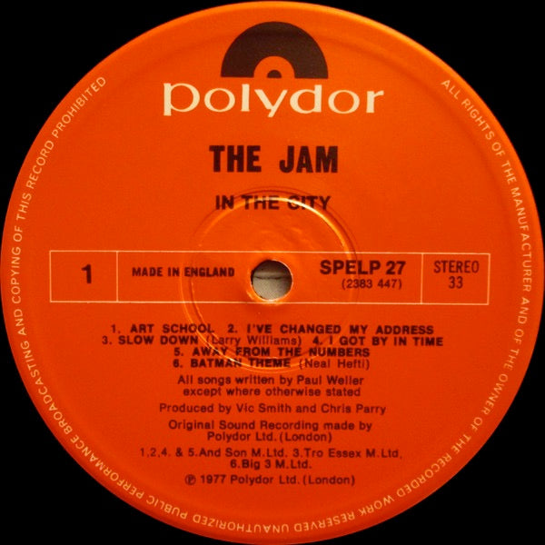 Image of Label Cover of LP - VG+/VG+ - THE JAM, In the City (Polydor; SPELP 27, UK 1983 Reissue), , - 2616123C