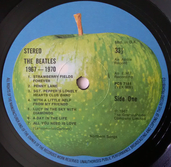 Image of Label Cover of 2xLP - VG/VG - THE BEATLES, 1967-1970 (Apple; PCSP 718, UK 1973, Laminated Gatefold, 2 Inners With Rounded Corners), , - 3626045E