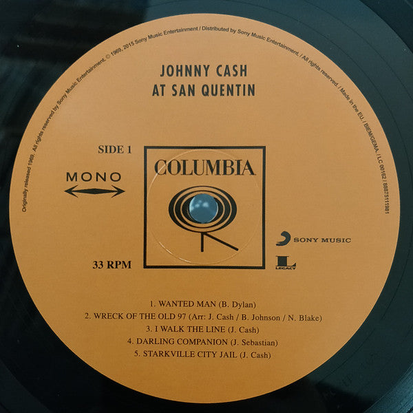 Image of Label Cover of LP - NEW/NEW - JOHNNY CASH, Johnny Cash At San Quentin (Sony Legacy; 88875111981, Europe 2015 Reissue, 180 Gram ), , - 0636202E