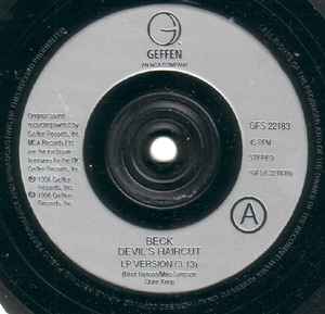 Image of Label Cover of 7" - VG/VG+ - BECK, Devils Haircut (Geffen Records; GFS 22183, UK 1996, Picture Sleeve), Damage To Sleeve Opening, - 1826283E