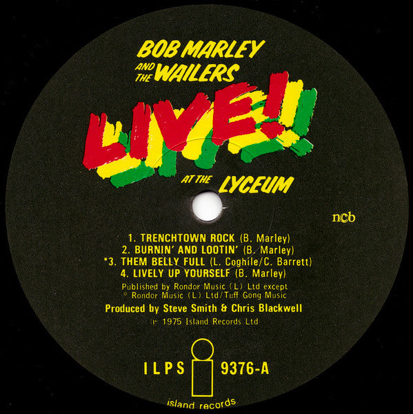 Image of Label Cover of LP - VG/VG - BOB MARLEY AND THE WAILERS, Live! (Island Records; ILPS 9376, Scandinavia 1975, Inner), Lots of light sleeve lines, plays fine., - 2616382C
