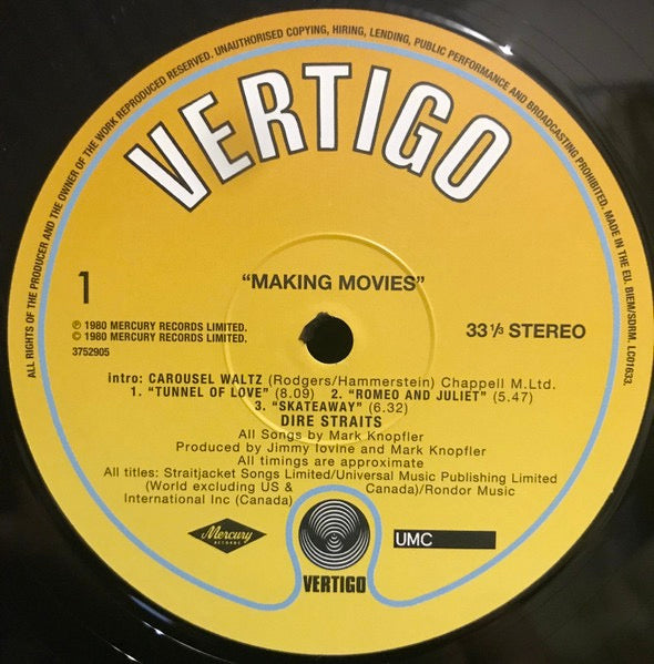 Image of Label Cover of LP - NEW/NEW - DIRE STRAITS, Making Movies (Mercury; 3752905, Europe Reissue, Inner), , - 1416468C