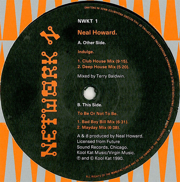 Image of Label Cover of 12" - G+/G+ - NEAL HOWARD, Indulge (Network Records; NWKT 1, UK 1990, Company Sleeve), , - 2526409E